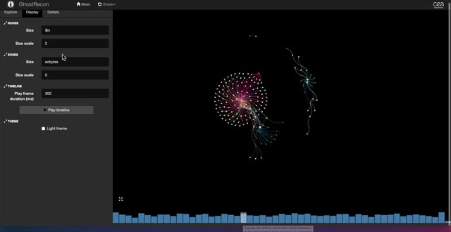 Frame from the supplied PXC forensic mapping recording: connected nodes and a timeline